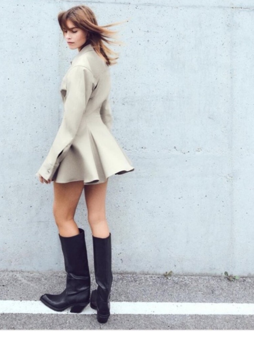 Zara Cream Tailored Flared Mini Dress